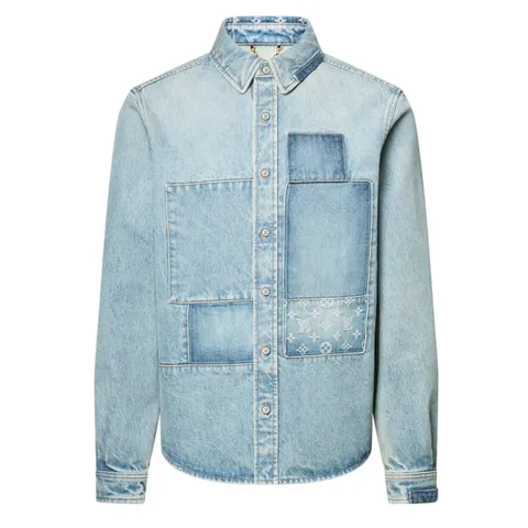 Lv Monogram Patchwork Denim Shirt